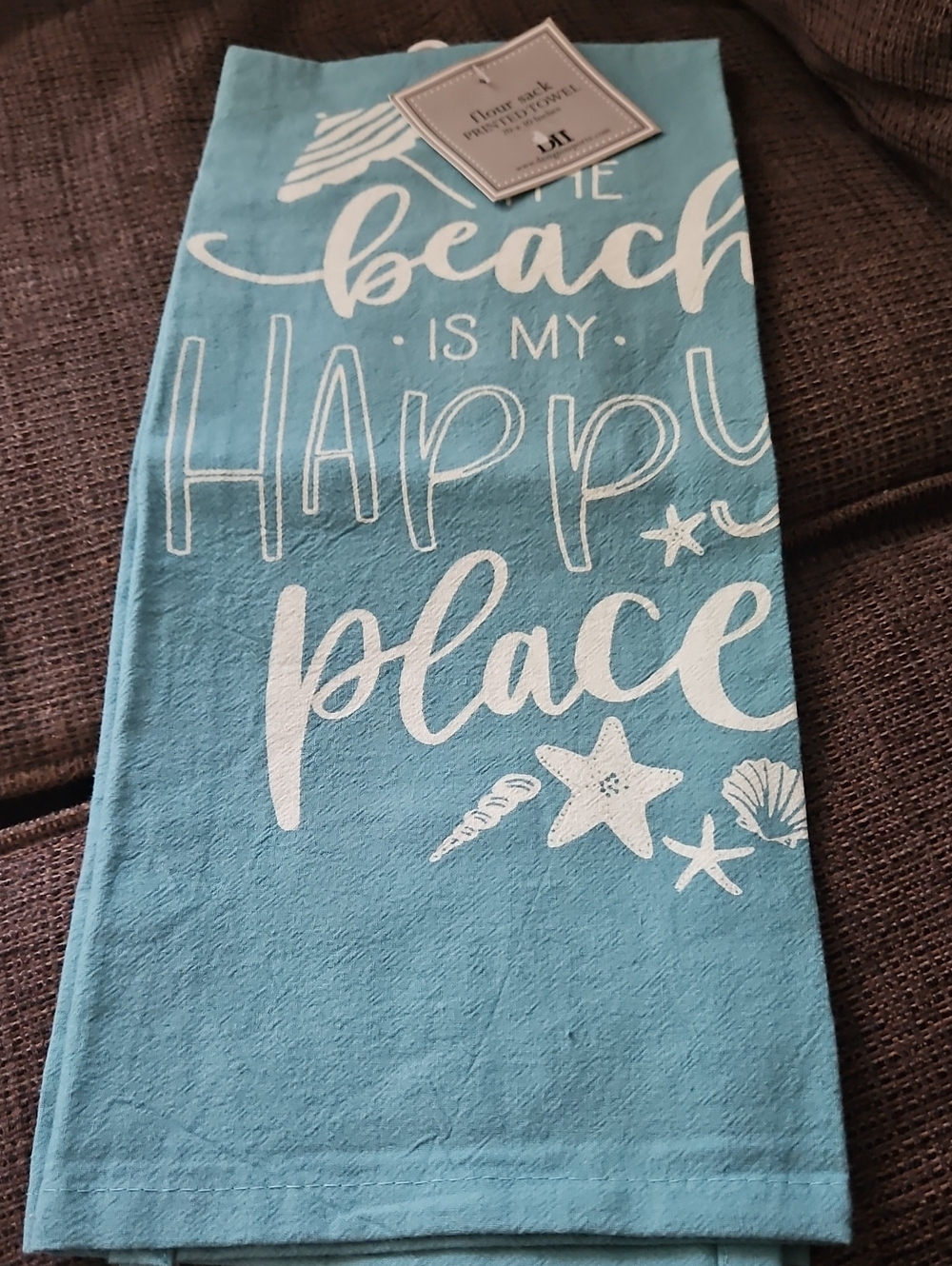 DII Flour Sack Printed Cotton Tea Towel The Beach Is My Happy Place